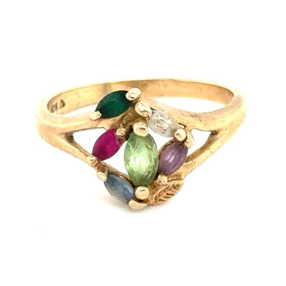 Vintage 10K Gold Multicolor Stone Ring